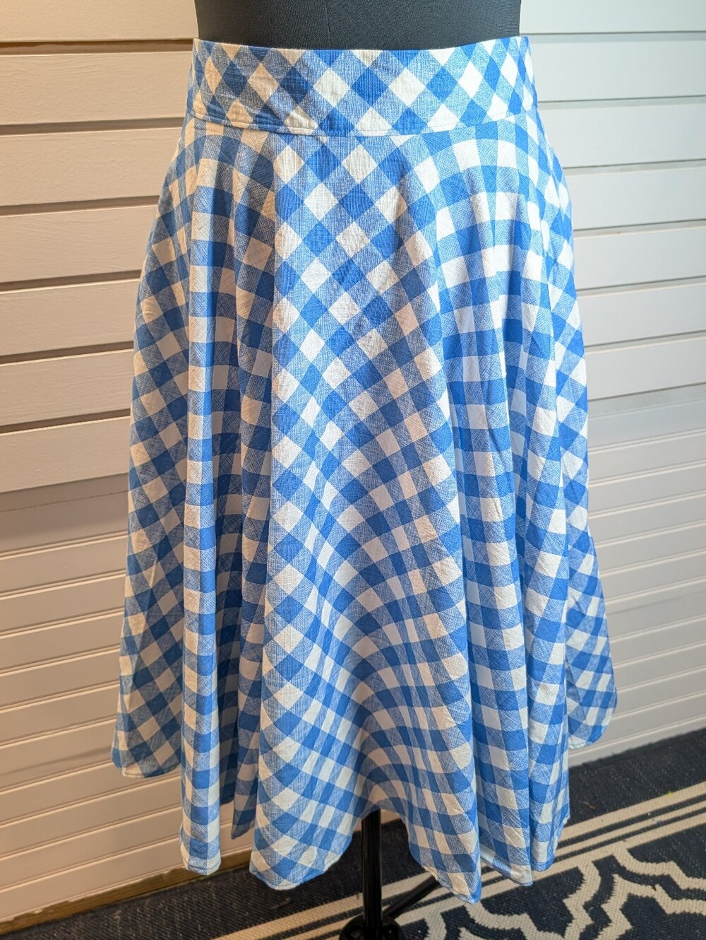 Mode Merr 1960s Blue/White Gingham Circle Skirt Size M EUC
